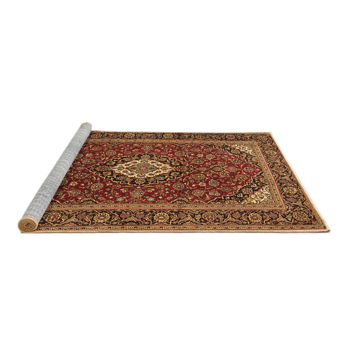 Sideview of Machine Washable Medallion Brown Traditional Rug, wshtr2123brn