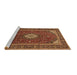 Sideview of Machine Washable Medallion Brown Traditional Rug, wshtr2123brn