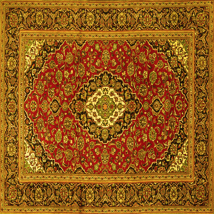 Square Medallion Yellow Traditional Rug, tr2123yw