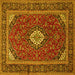 Square Medallion Yellow Traditional Rug, tr2123yw