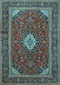 Medallion Light Blue Traditional Rug, tr2123lblu