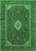 Machine Washable Medallion Emerald Green Traditional Area Rugs, wshtr2123emgrn