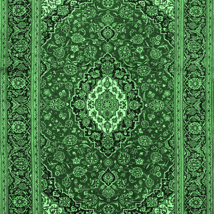 Machine Washable Medallion Emerald Green Traditional Area Rugs, wshtr2123emgrn