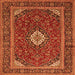 Serging Thickness of Medallion Orange Traditional Rug, tr2123org