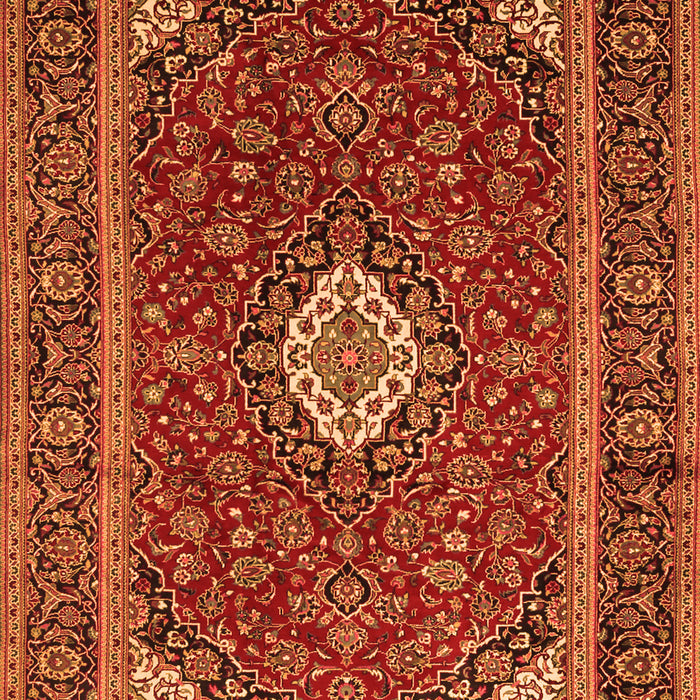 Serging Thickness of Machine Washable Medallion Orange Traditional Area Rugs, wshtr2123org
