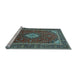 Sideview of Machine Washable Medallion Light Blue Traditional Rug, wshtr2123lblu