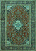 Medallion Turquoise Traditional Rug, tr2123turq