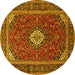 Round Medallion Yellow Traditional Rug, tr2123yw