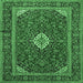 Square Machine Washable Medallion Emerald Green Traditional Area Rugs, wshtr2123emgrn