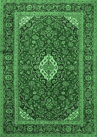 Medallion Emerald Green Traditional Rug, tr2123emgrn