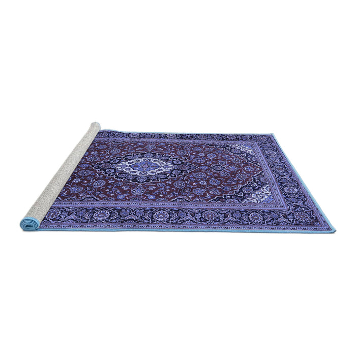 Sideview of Machine Washable Medallion Blue Traditional Rug, wshtr2123blu