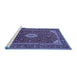 Sideview of Machine Washable Medallion Blue Traditional Rug, wshtr2123blu