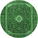 Round Medallion Emerald Green Traditional Rug, tr2123emgrn