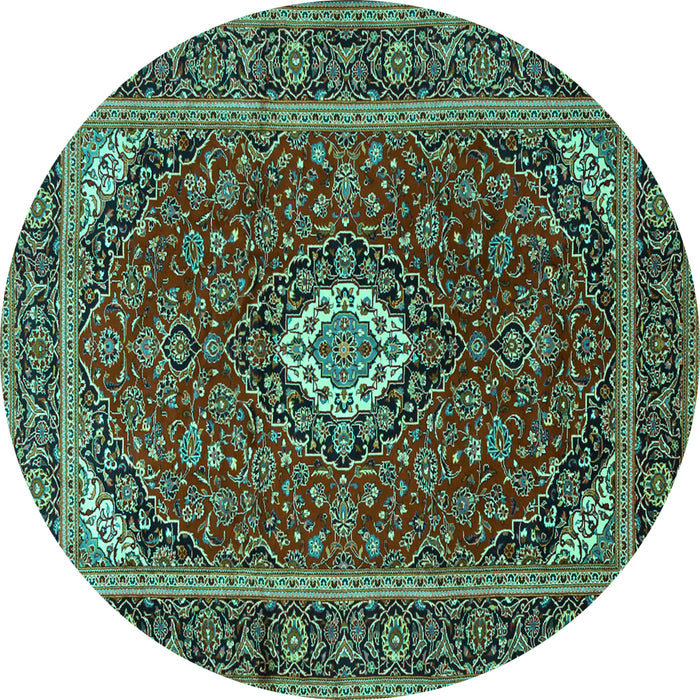 Round Medallion Turquoise Traditional Rug, tr2123turq