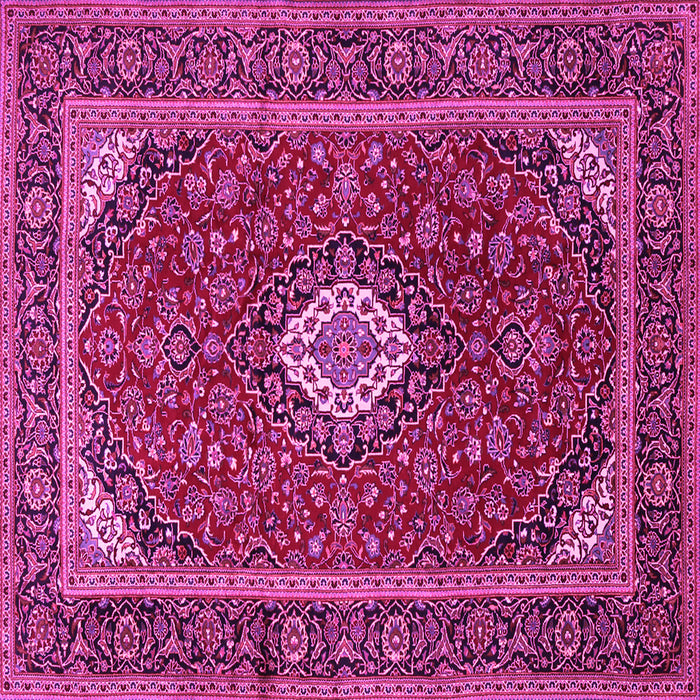 Square Machine Washable Medallion Pink Traditional Rug, wshtr2123pnk