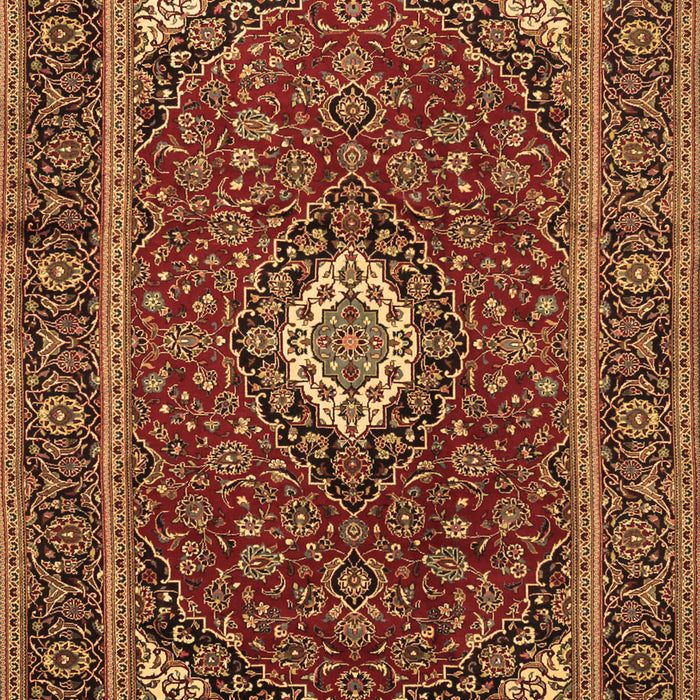 Machine Washable Medallion Brown Traditional Rug, wshtr2123brn