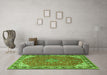 Machine Washable Persian Green Traditional Area Rugs in a Living Room,, wshtr2124grn