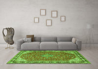 Machine Washable Persian Green Traditional Rug, wshtr2124grn