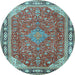 Round Machine Washable Persian Light Blue Traditional Rug, wshtr2124lblu