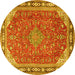 Round Machine Washable Persian Yellow Traditional Rug, wshtr2124yw