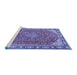 Sideview of Machine Washable Persian Blue Traditional Rug, wshtr2124blu