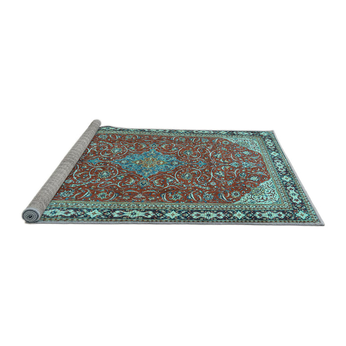 Sideview of Machine Washable Persian Light Blue Traditional Rug, wshtr2124lblu