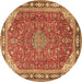 Round Machine Washable Persian Brown Traditional Rug, wshtr2124brn