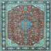 Square Machine Washable Persian Light Blue Traditional Rug, wshtr2124lblu