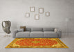 Machine Washable Persian Yellow Traditional Rug in a Living Room, wshtr2124yw