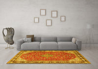 Machine Washable Persian Yellow Traditional Rug, wshtr2124yw