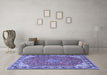 Machine Washable Persian Blue Traditional Rug in a Living Room, wshtr2124blu