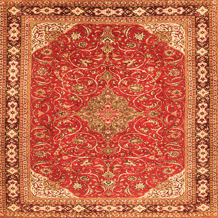 Round Machine Washable Persian Orange Traditional Area Rugs, wshtr2124org