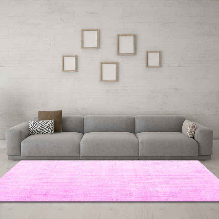 Machine Washable Persian Pink Traditional Rug in a Living Room, wshtr2125pnk