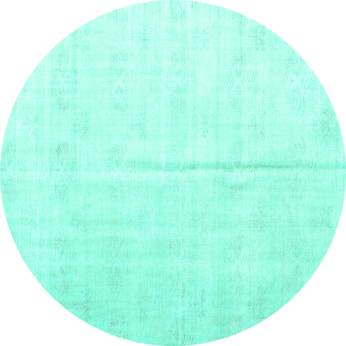 Round Machine Washable Persian Turquoise Traditional Area Rugs, wshtr2125turq