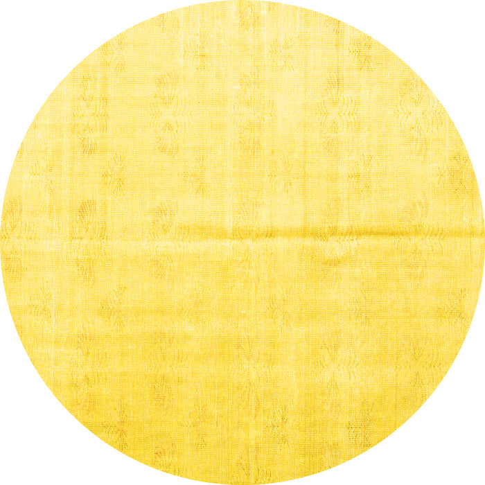 Round Persian Yellow Traditional Rug, tr2125yw