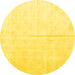 Round Persian Yellow Traditional Rug, tr2125yw