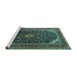 Sideview of Machine Washable Persian Turquoise Traditional Area Rugs, wshtr2126turq