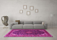 Machine Washable Persian Pink Traditional Rug, wshtr2126pnk