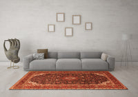 Machine Washable Persian Orange Traditional Rug, wshtr2126org