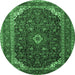 Round Persian Emerald Green Traditional Rug, tr2126emgrn