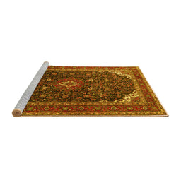 Sideview of Machine Washable Persian Yellow Traditional Rug, wshtr2126yw