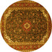 Round Machine Washable Persian Yellow Traditional Rug, wshtr2126yw