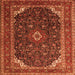 Round Machine Washable Persian Orange Traditional Area Rugs, wshtr2126org