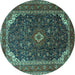 Round Persian Turquoise Traditional Rug, tr2126turq