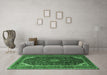 Machine Washable Persian Emerald Green Traditional Area Rugs in a Living Room,, wshtr2126emgrn