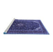 Sideview of Machine Washable Persian Blue Traditional Rug, wshtr2126blu