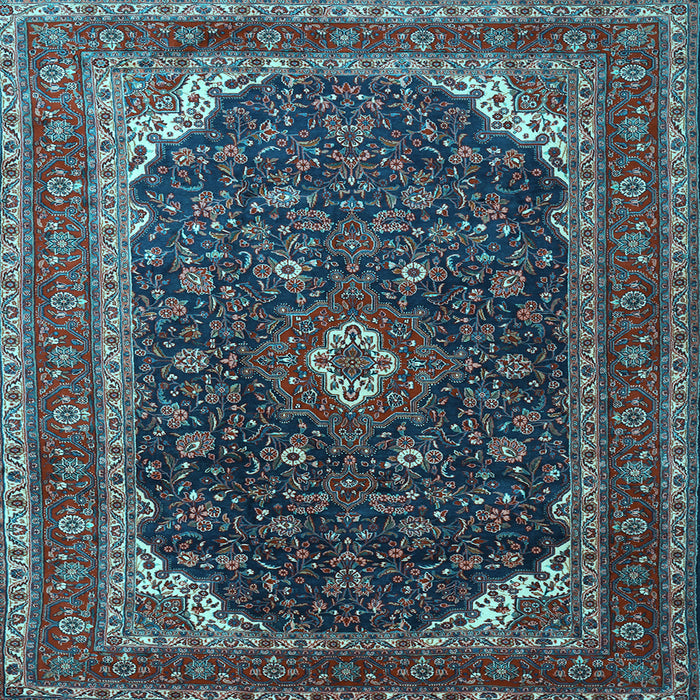 Square Machine Washable Persian Light Blue Traditional Rug, wshtr2126lblu