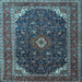 Square Machine Washable Persian Light Blue Traditional Rug, wshtr2126lblu