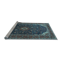 Sideview of Machine Washable Persian Light Blue Traditional Rug, wshtr2126lblu