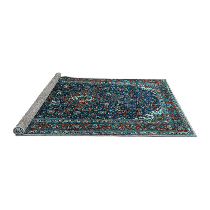 Sideview of Machine Washable Persian Light Blue Traditional Rug, wshtr2126lblu
